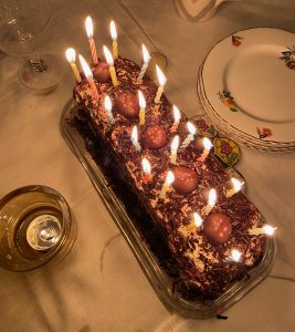 Home made black forest gateau: here's one a friend made early. Favourite birthday cake!
